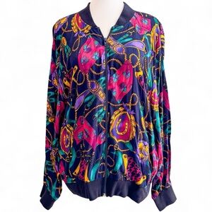 Colorful Abstract Print Bomber Jacket